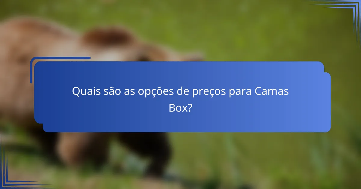 Quais são as opções de preços para Camas Box?